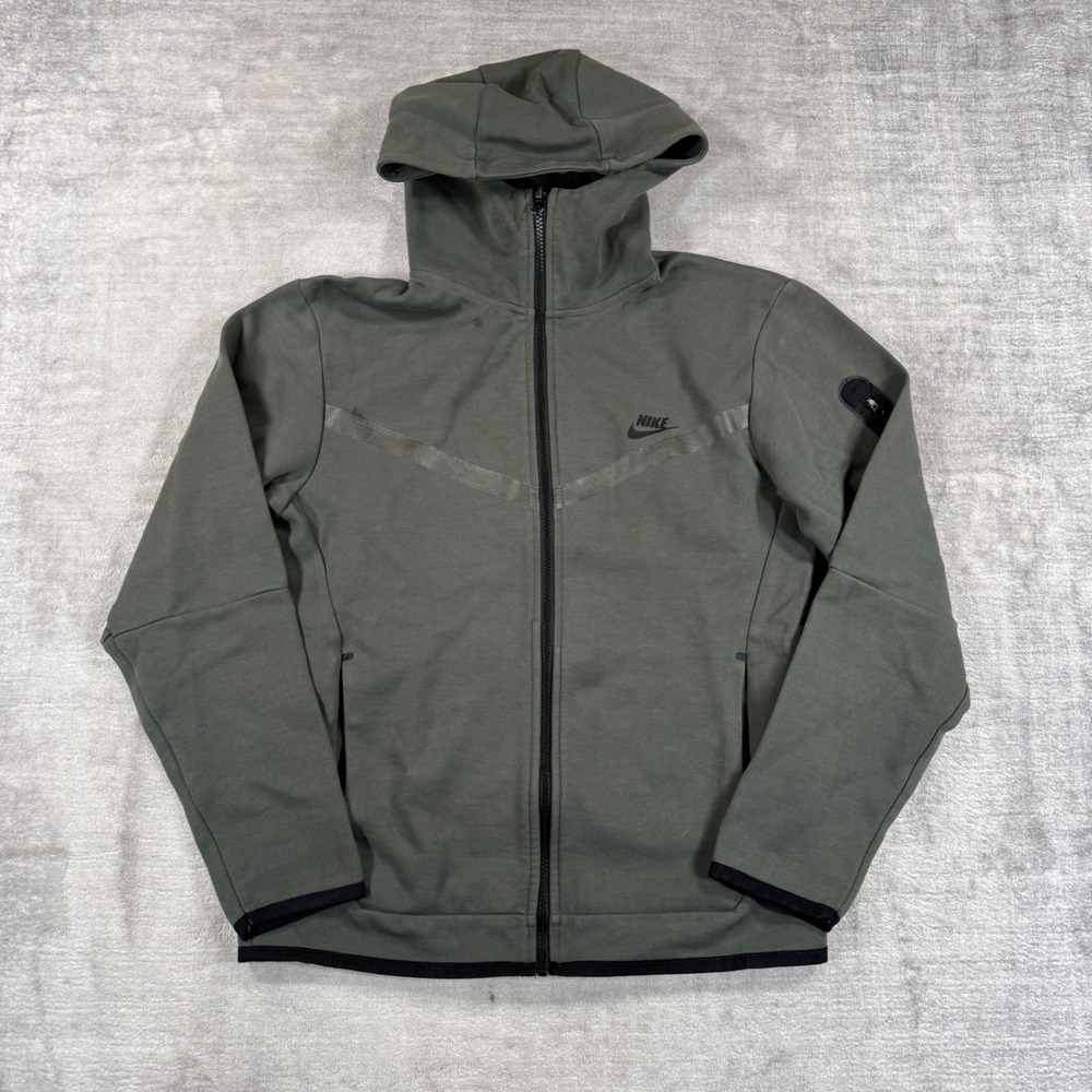 Nike Tech Fleece Sweatshirt Mens Medium Green Full Zip Hoodie Track Jacket